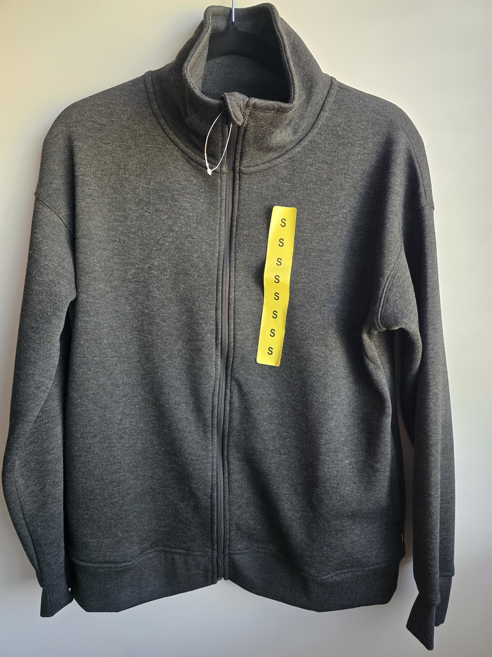 Mondetta Women's Full-Zip Mock Neck Sweater Jacket - Charcoal